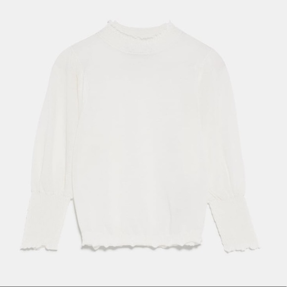 NWT ZARA KNIT CROP TOP BLOUSE | S | WHITE - Picture 4 of 9